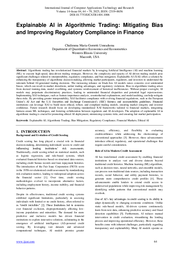 (PDF) Explainable AI in Algorithmic Trading: Mitigating Bias and ...