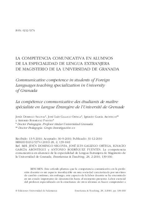 (PDF) Communicative competence in students of «Foreign Languages ...