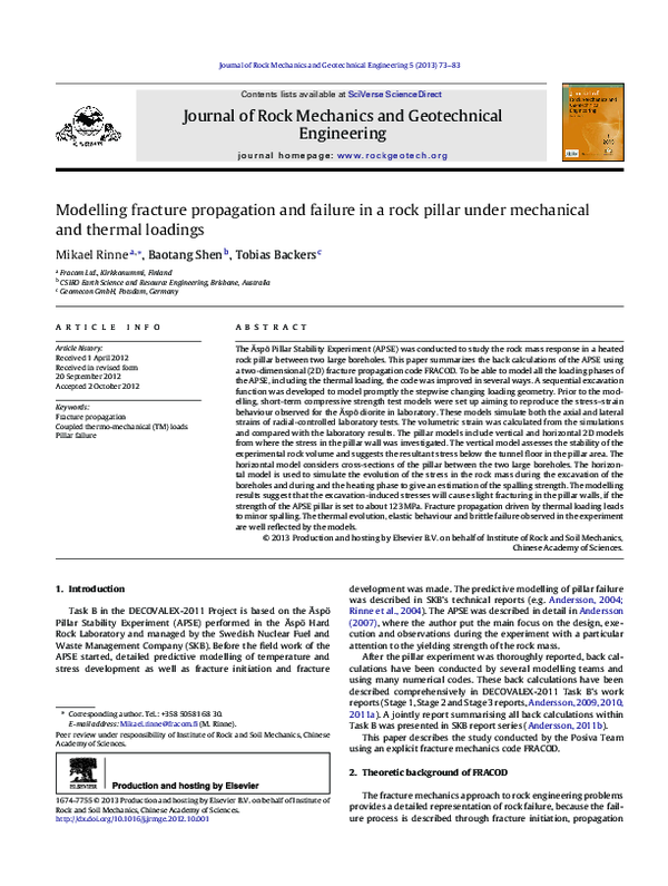 (PDF) Modelling fracture propagation and failure in a rock pillar under ...