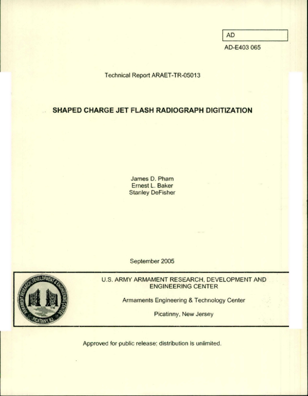 (PDF) Shaped Charge Jet Flash Radiograph Digitization