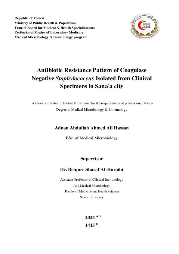 (PDF) Antibiotic Resistance Pattern of Coagulase Negative ...