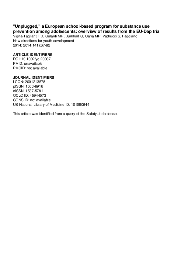 (PDF) “Unplugged,” a European school‐based program for substance use ...