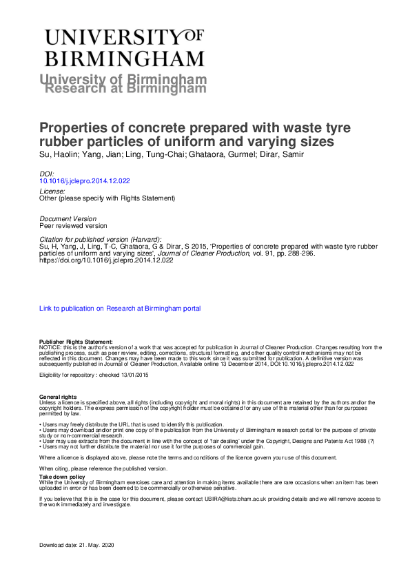 (PDF) Properties of concrete prepared with waste tyre rubber particles ...