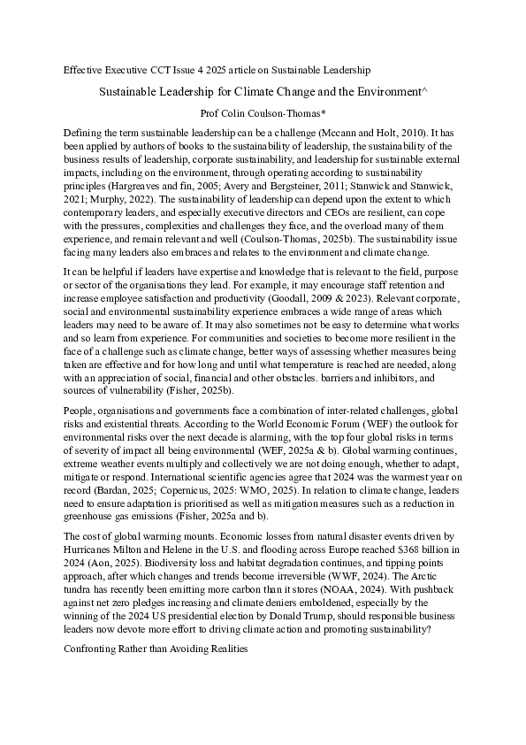 (PDF) Sustainable Leadership for Climate Change and the Environment
