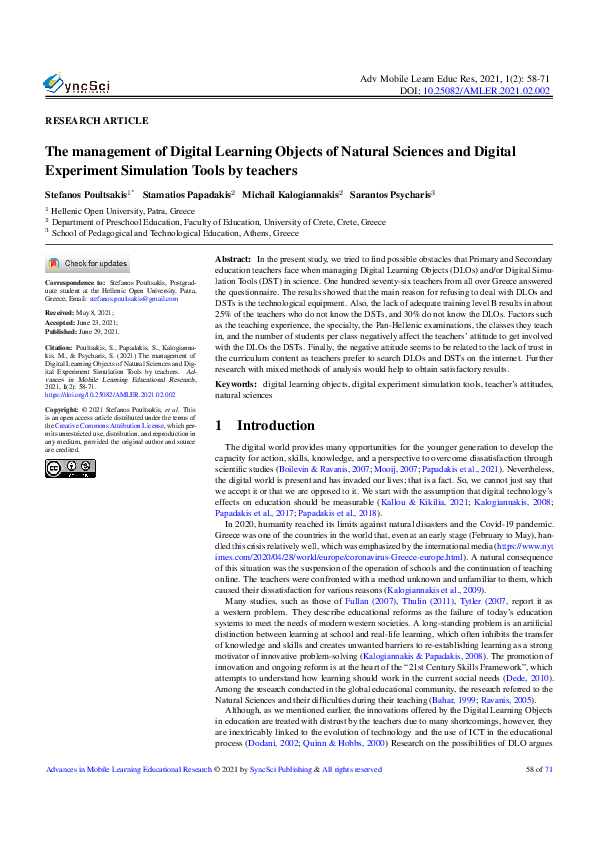 (PDF) The management of Digital Learning Objects of Natural Sciences ...