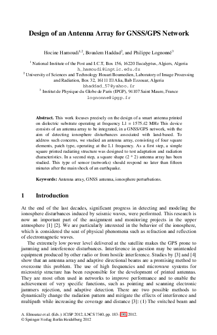 (PDF) Design of an Antenna Array for GNSS/GPS Network