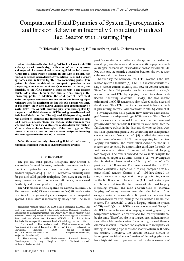 (PDF) Computational Fluid Dynamics of System Hydrodynamics and Erosion ...