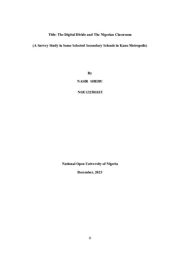 (PDF) The Digital Divide and The Nigerian Classroom