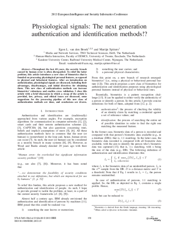 (PDF) Physiological Signals: The Next Generation Authentication and ...