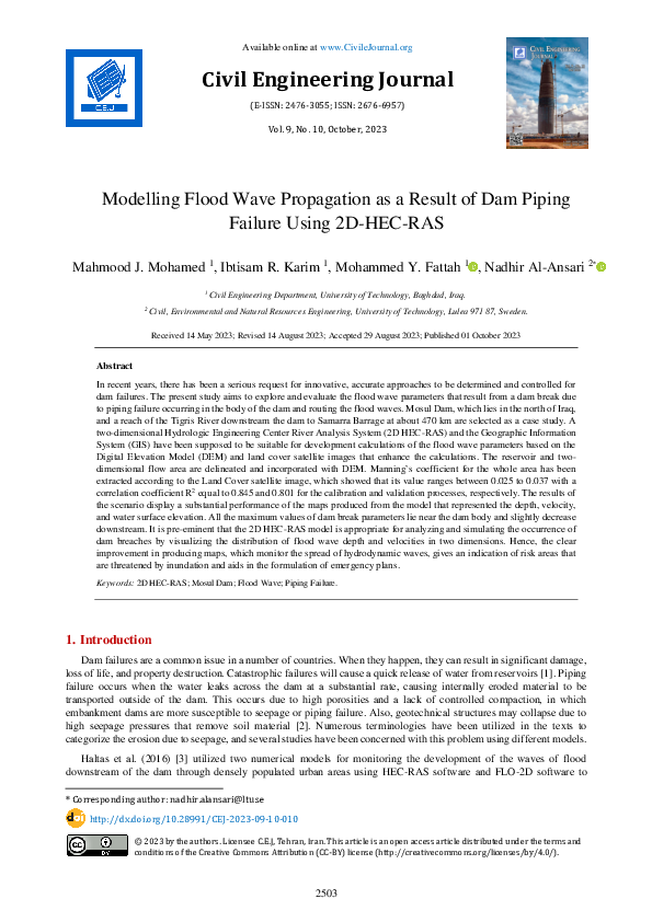 (PDF) Modelling Flood Wave Propagation as a Result of Dam Piping ...