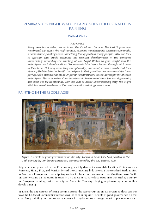 (PDF) REMBRANDT'S NIGHT WATCH: EARLY SCIENCE ILLUSTRATED IN PAINTING