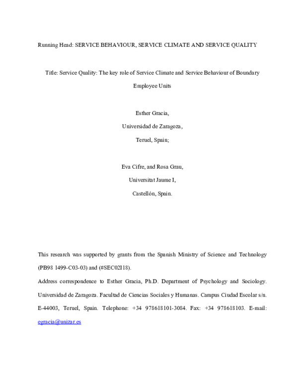 (PDF) Service Quality: The Key Role of Service Climate and Service ...