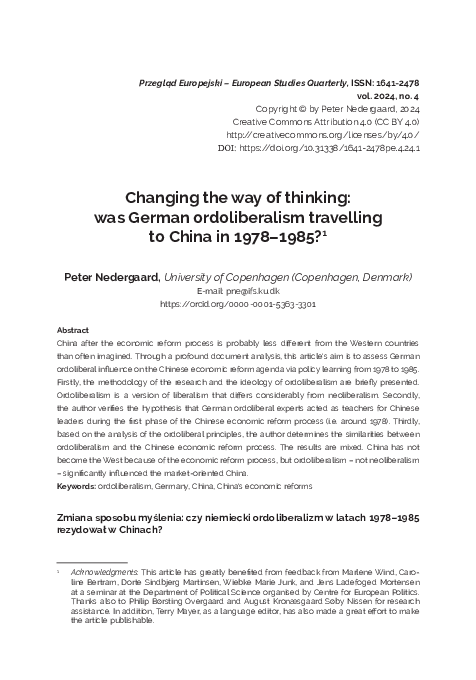 (PDF) Changing the way of thinking: was German ordoliberalism ...