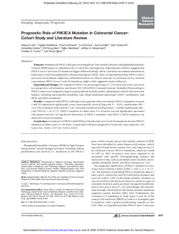(PDF) Data from Prognostic Role of PIK3CA Mutation in Colorectal Cancer ...
