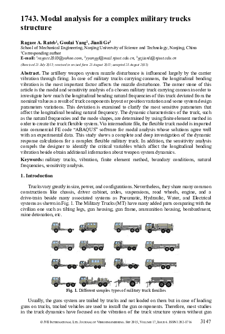 (PDF) Modal analysis for a complex military trucks structure