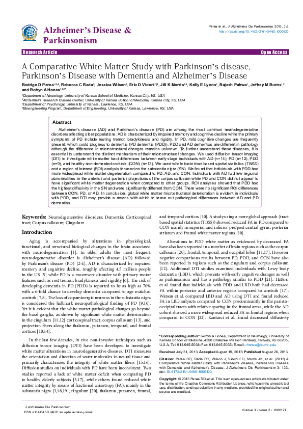 (PDF) A Comparative White Matter Study with Parkinson's disease ...