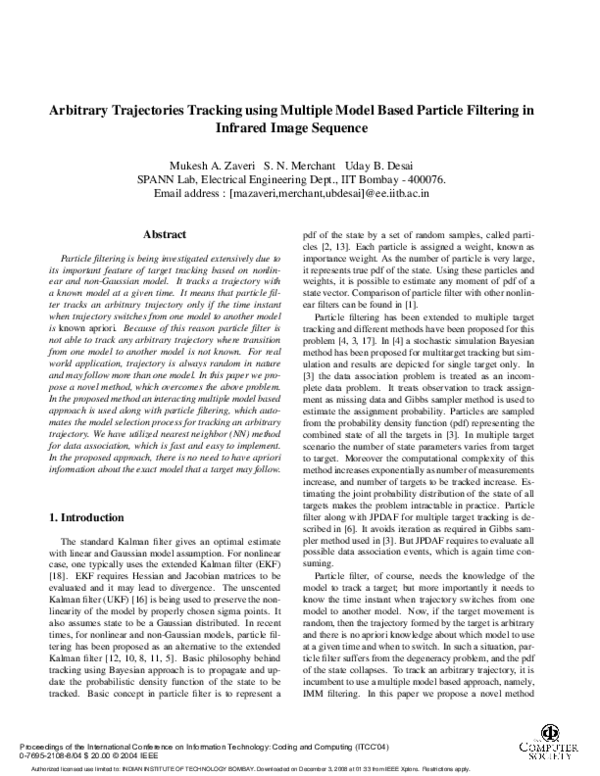 (PDF) Arbitrary trajectories tracking using multiple model based ...