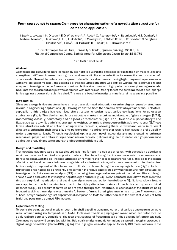 (PDF) From sea sponge to space: Compressive characterisation of a novel ...