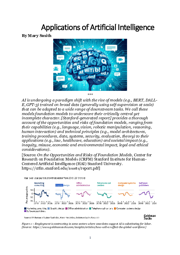 (PDF) Applications of Artificial Intelligence by Mary Smith