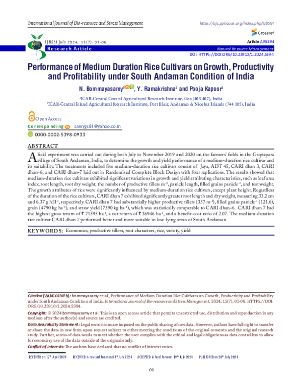 (PDF) Performance of Medium Duration Rice Cultivars on Growth ...