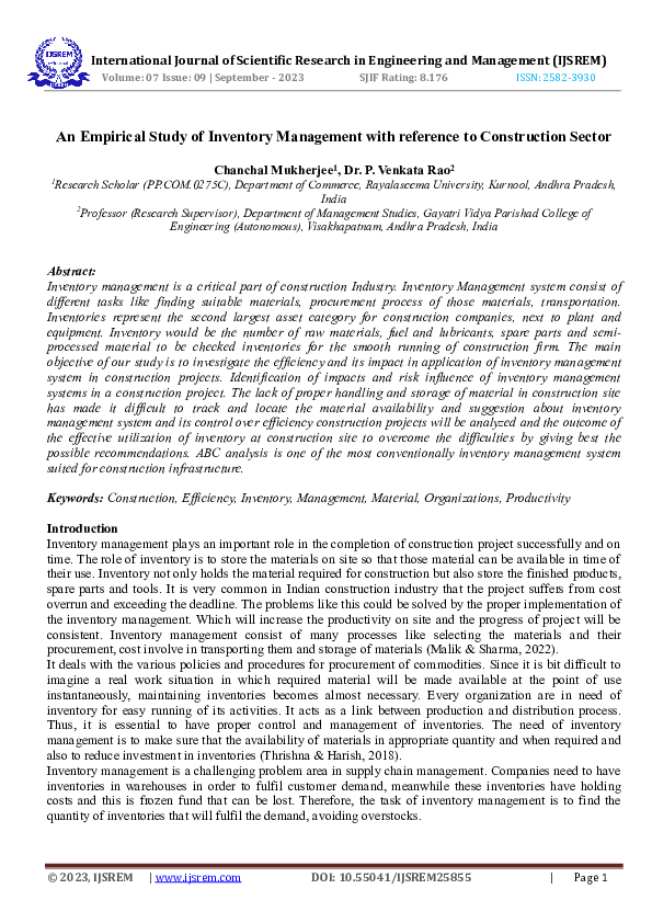 (PDF) An Empirical Study of Inventory Management with reference to ...