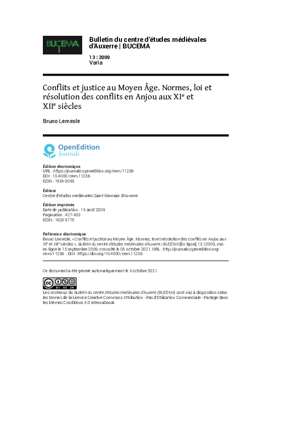 (PDF) Conflits et justice au Moyen Âge. Normes, loi et résolution des ...