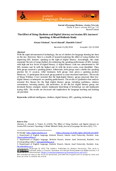(PDF) The Effect of Using Chatbots and Digital Literacy on Iranian EFL ...