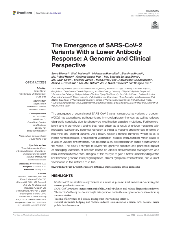 (PDF) The Emergence of SARS-CoV-2 Variants With a Lower Antibody ...