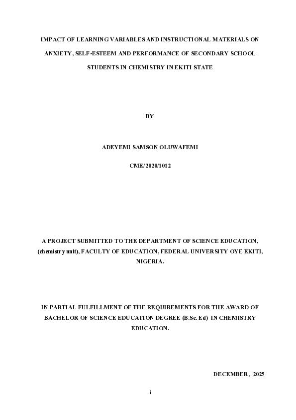 (PDF) IMPACT OF LEARNING VARIABLES AND INSTRUCTIONAL MATERIALS ON ...