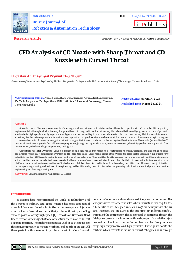 (PDF) CFD Analysis of CD Nozzle with Sharp Throat and CD Nozzle with ...