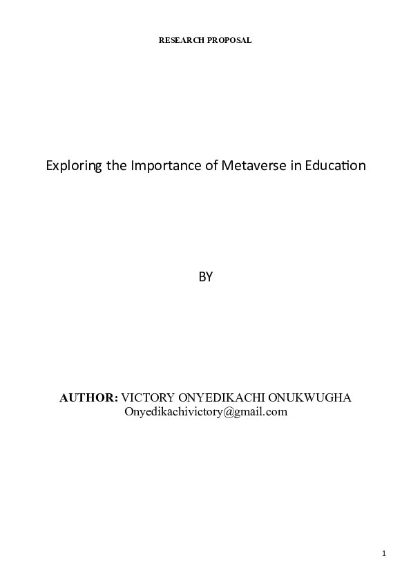 (PDF) Exploring the Importance of Metaverse in Education