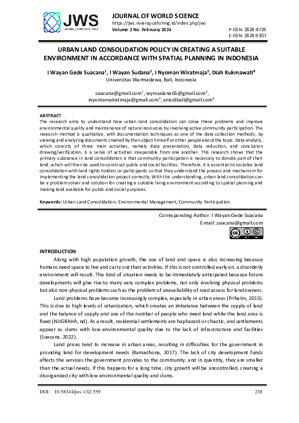 (PDF) Urban Land Consolidation Policy in the Context of Creating a Good ...