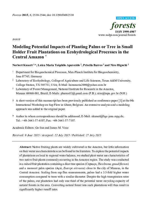 (PDF) Modeling Potential Impacts of Planting Palms or Tree in Small ...