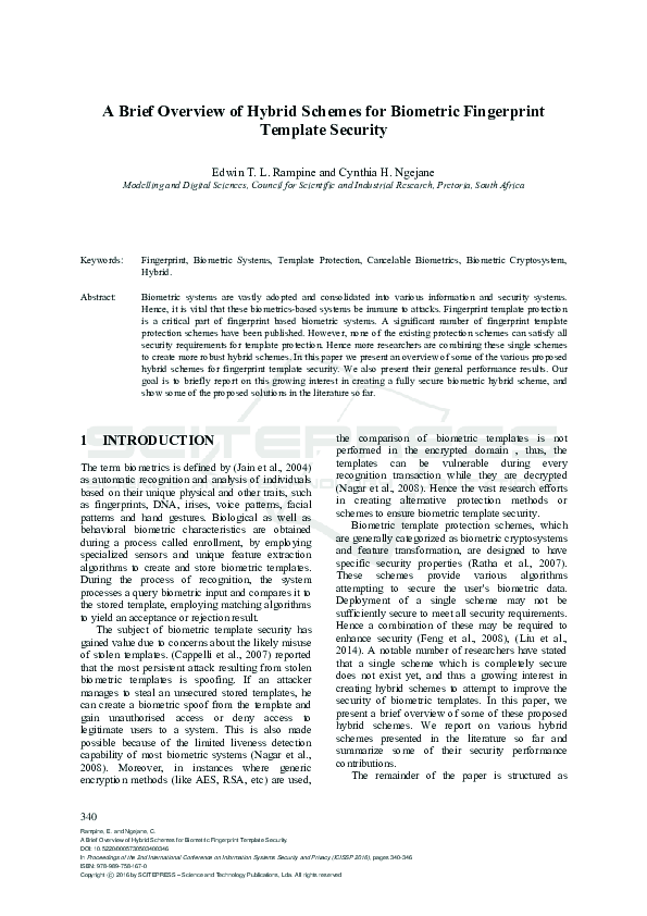 (PDF) A Brief Overview of Hybrid Schemes for Biometric Fingerprint ...