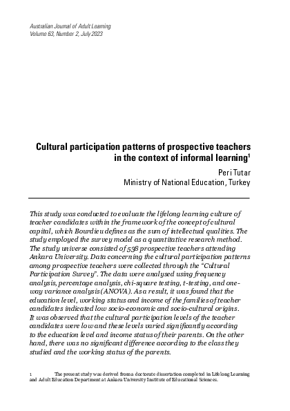(PDF) Cultural participation patterns of prospective teachers in the ...