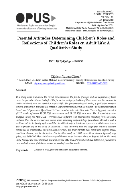 (PDF) Parental Attitudes Determining Children’s Roles and Reflections ...