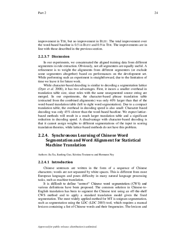 (PDF) Synchronous Learning of Chinese Word Segmentation and Word Alignment