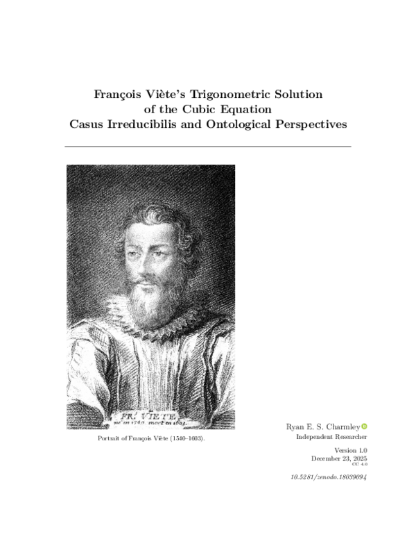 (PDF) François Viète's Trigonometric Solution of the Cubic Equation ...