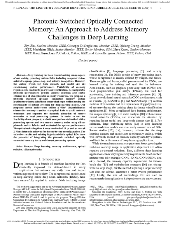 (PDF) Photonic Switched Optically Connected Memory: An Approach to ...