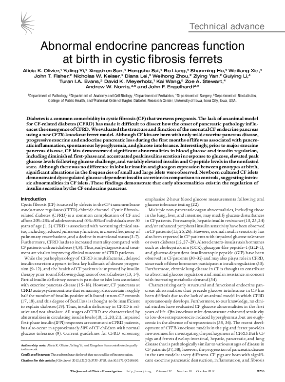 (PDF) Abnormal endocrine pancreas function at birth in cystic fibrosis ...