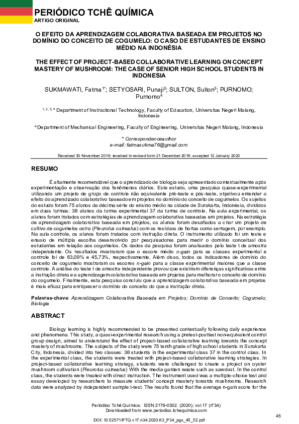 (PDF) The Effect of Project-Based Collaborative Learning on Concept ...