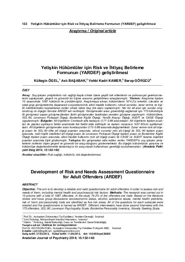 (PDF) Development of risk and needs assessment questionnaire for adult ...