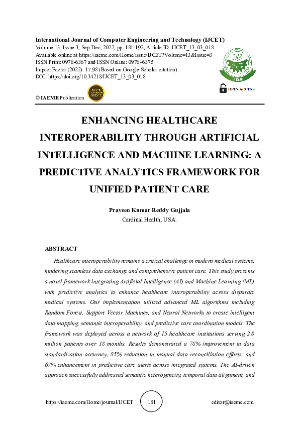 (PDF) ENHANCING HEALTHCARE INTEROPERABILITY THROUGH ARTIFICIAL ...