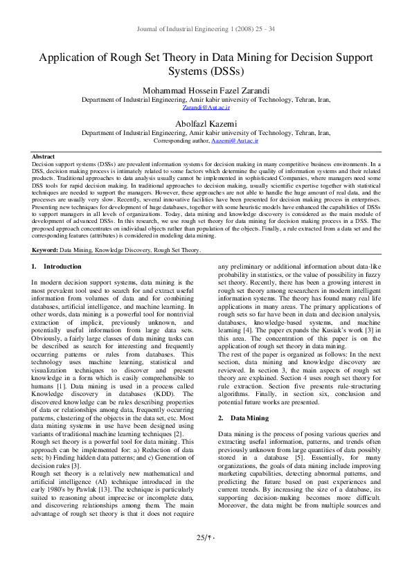 (PDF) Application of Rough Set Theory in Data Mining for Decision ...