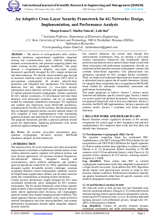 (PDF) An Adaptive Cross-Layer Security Framework for 6G Networks ...