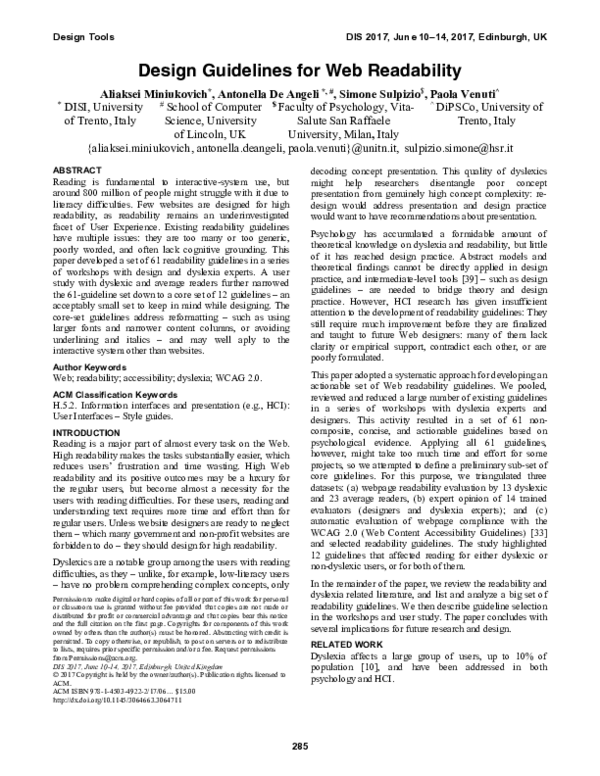 (PDF) Design Guidelines for Web Readability