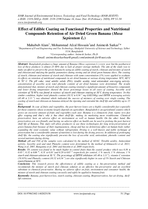 (PDF) Effect of Edible Coating on Functional Properties and Nutritional ...