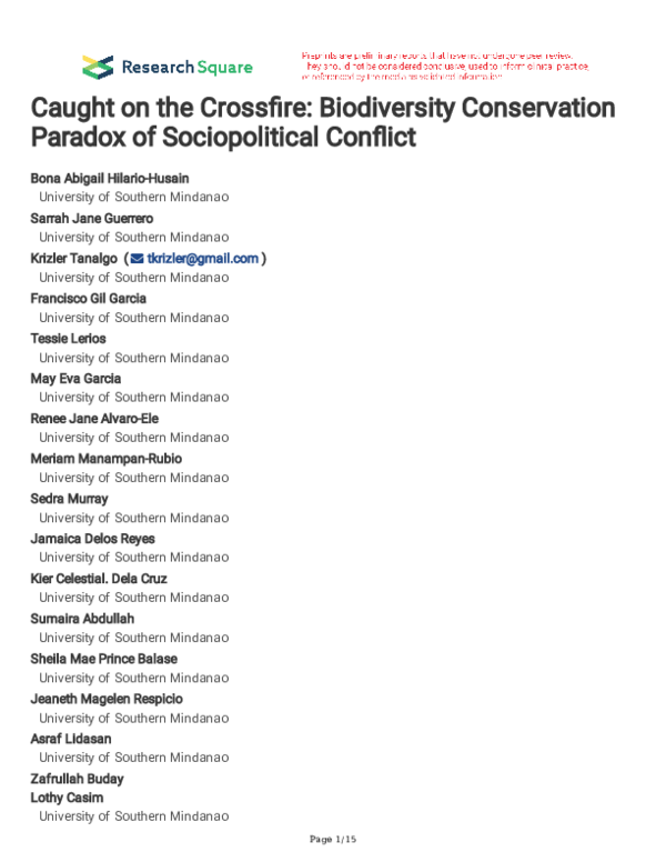 (PDF) Caught on the Crossfire: Biodiversity Conservation Paradox of ...