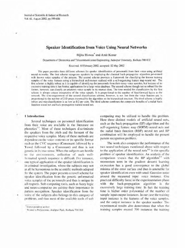 (PDF) Speaker identification from voice using neural networks