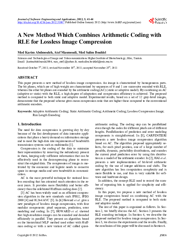 (PDF) A New Method Which Combines Arithmetic Coding with RLE for ...